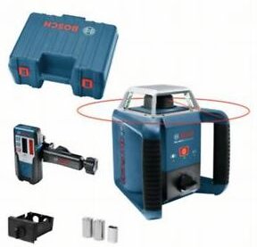 Bosch Rotationslaser grl 400 h mit 2x Batterie (LR20) + Empfänger im Koffer