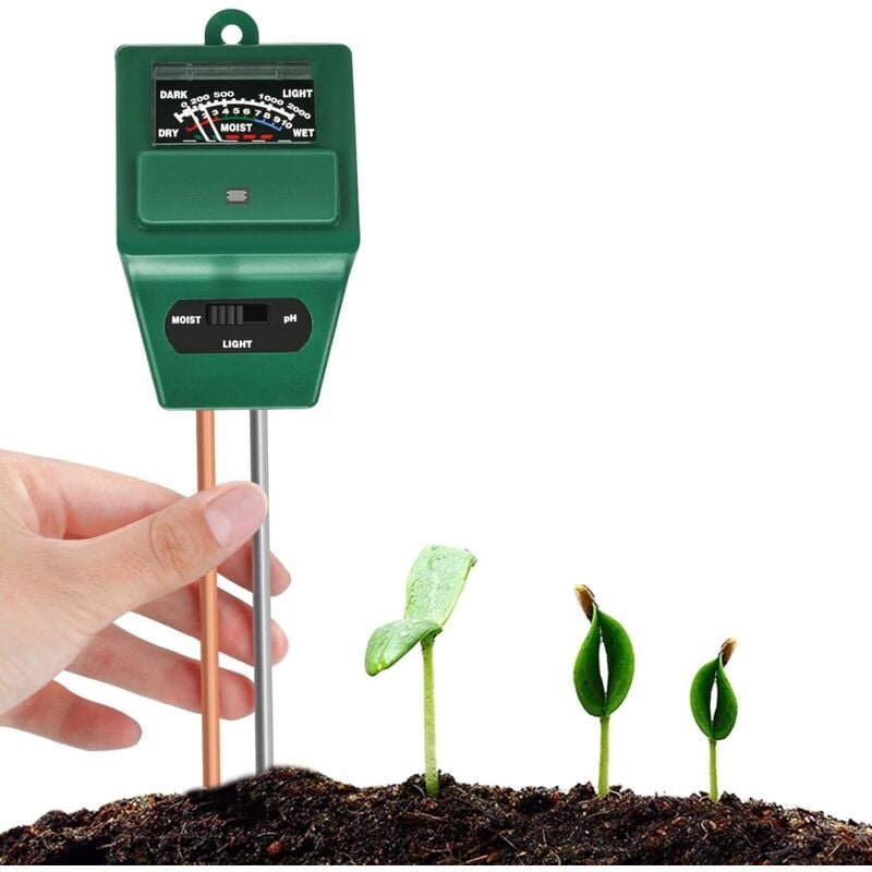 Thumbnail - 3-in-1-Bodentester, fester pH-Wert, Licht- und Säure-pH-Tester, Bodenfeuchtigkeitstester-Sensor-Set, für Blumen/Gras/Pfl...
