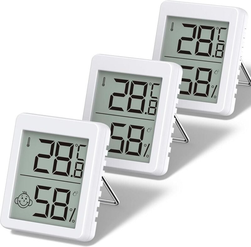 Innenthermometer, 3 Sets Mini-LCD-Digitalthermometer-Hygrometer zum Tisch oder zum Aufhängen für den Innenbereich, Wohnz...