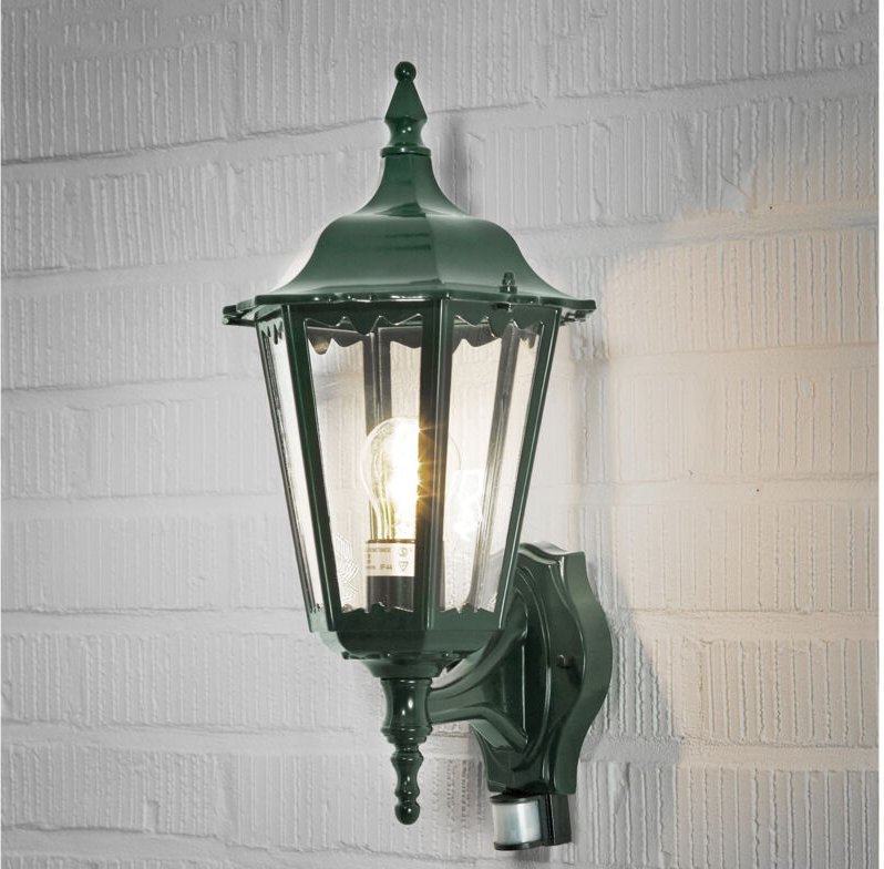 Konstsmide - Wandleuchte firenze mit Bewegungsmelder, Aluminium grün, Höhe 48 cm