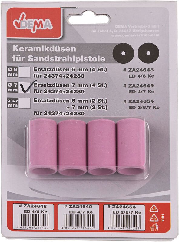 Dema - Ersatzdüsen / Sandstrahldüsen 4x7mm für 24374/24280