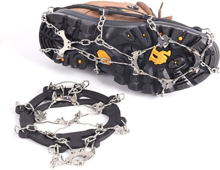 Steigeisen, Eiskrallen, Traktions-Schneegriffe für Stiefel, Schuhe, Damen und Herren, verbesserte rutschfeste 24 Edelsta...