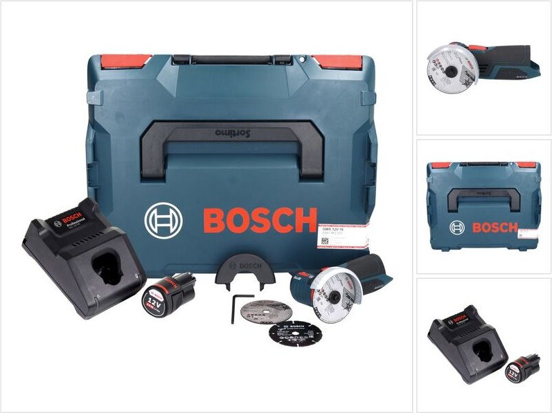 Gws 12V-76 Professional Akku Winkelschleifer 12 v 76 mm Brushless + 1x Akku 3,0 Ah + Ladegerät + L-Boxx - Bosch