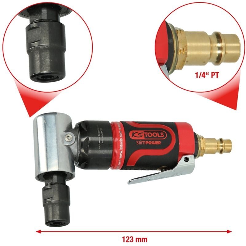 Ks Tools SlimPOWER Mini-Druckluft-Winkelstabschleifer, 19.000 U/min