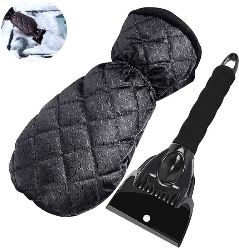 Eiskratzer fürs Auto mit Handschuh, wasserdichter und warm gefütterter Eiskratzer, robuster Eiskratzer mit ergonomischem...