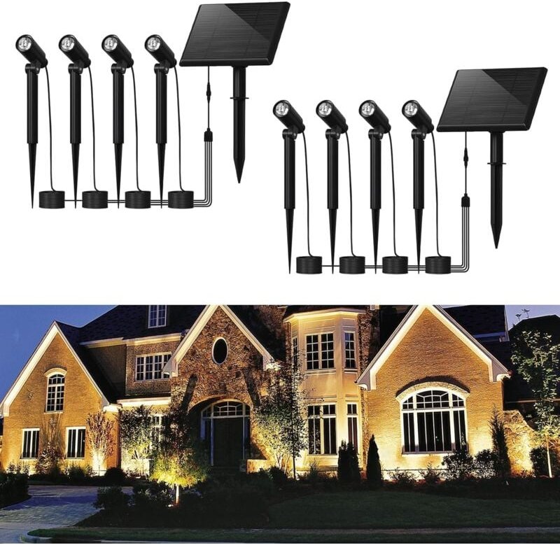 Solarlampen für Außen Solar Gartenleuchte 2ER Gbly led Solarleuchten Strahler Warmweiß Garten Solarstrahler IP65 Wasserd...