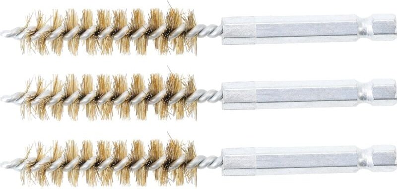 Messingbürste 12 mm Antrieb Außensechskant 6,3 mm (1/4') 3-tlg.