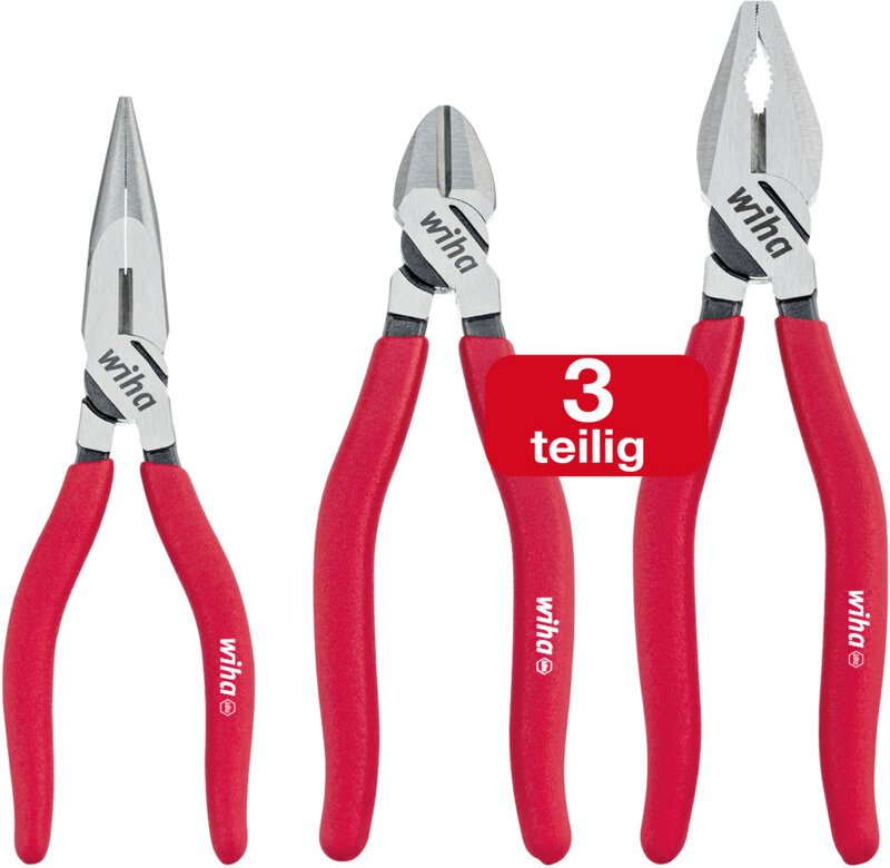 Zangen Set Classic 3 teilig i Kombizange mit DynamicJoint® und OptiGrip, Flachrundzange mit DynamicJoint®, Seitenschneid...