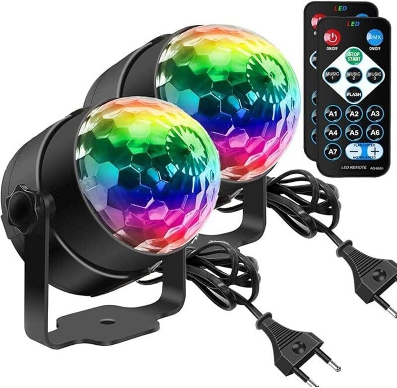 Discokugel, Disco Lights LED Musikgesteuert DJ Party licht 360° Rotierende Ball Lights 3W RGB Bühnenlichter mit Fernbedi...