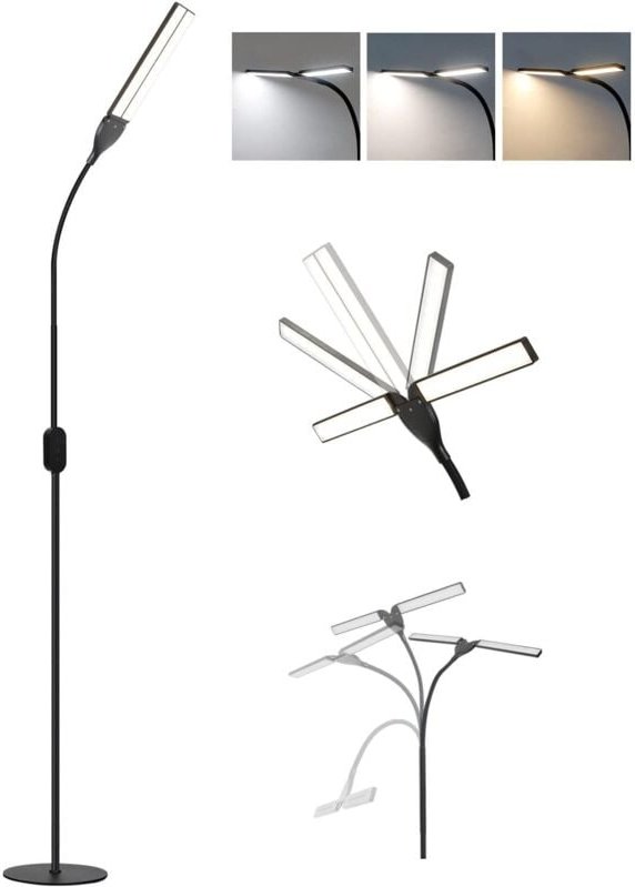 Led Stehlampe Dimmbar Leselampe - 158CM Schwarz Wohnzimmer Stehleuchte Modern Touch Standleuchte 9W mit Timer & Memory F...