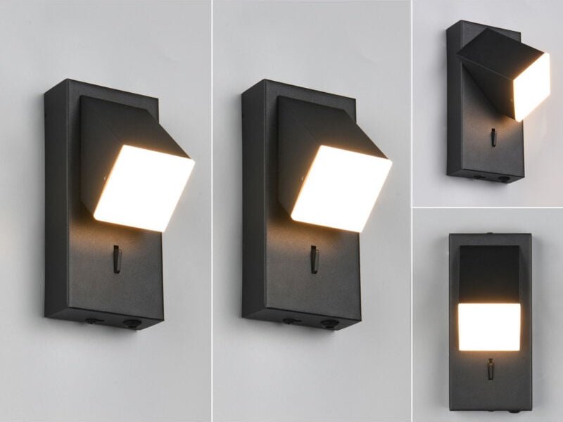 2er set led Innen Wandleuchten schwenkbar mit Schalter, Schwarz, Höhe 15cm