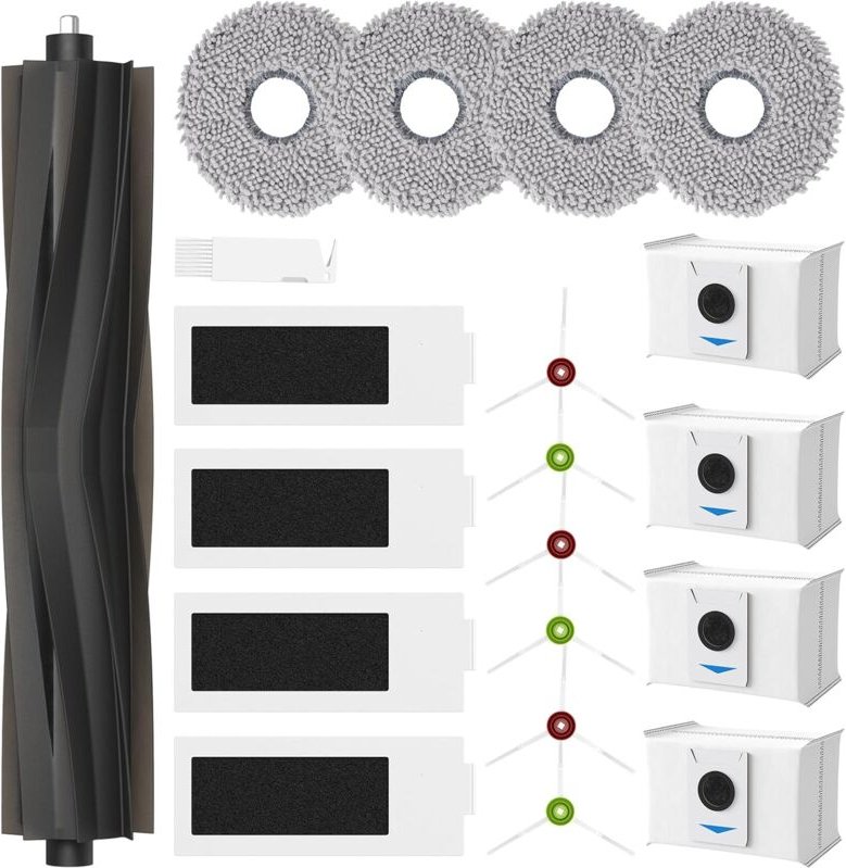20 Stück Zubehör für Ecovacs Deebot T20 Omni / T20e Omni / T20 Max/ T20 Pro Saugroboter,1 Hauptbürsten, 4 Wischtücher, 4...