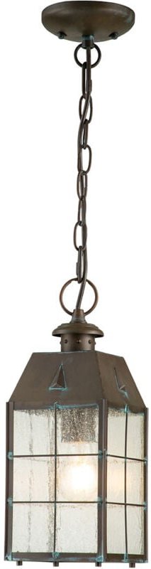 Hinkley Nantucket Hängende Deckenleuchte für den Außenbereich aus gealtertem Messing, IP44 - Elstead