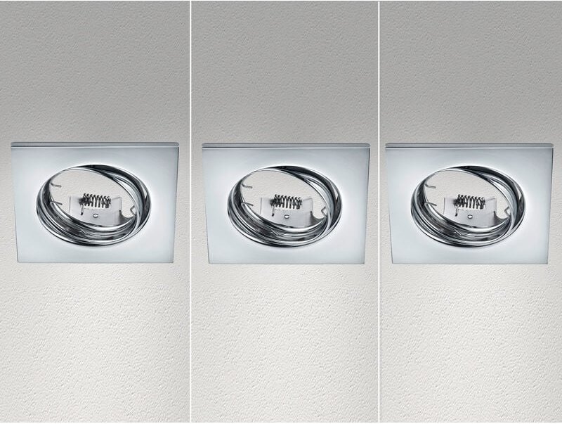Eckige Einbaustrahler Decke jura 3er Set schwenkbar Silber Chrom GU10