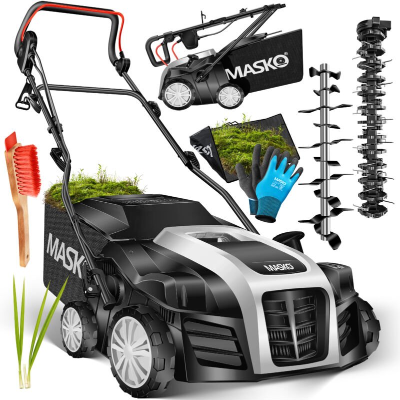 MASKO® Elektro 2in1 Vertikutierer Rasenlüfter 1800 Watt 40cm Arbeitsbreite 55L Fangkorb inkl. Lüfterwalze Lüfter Moosent...