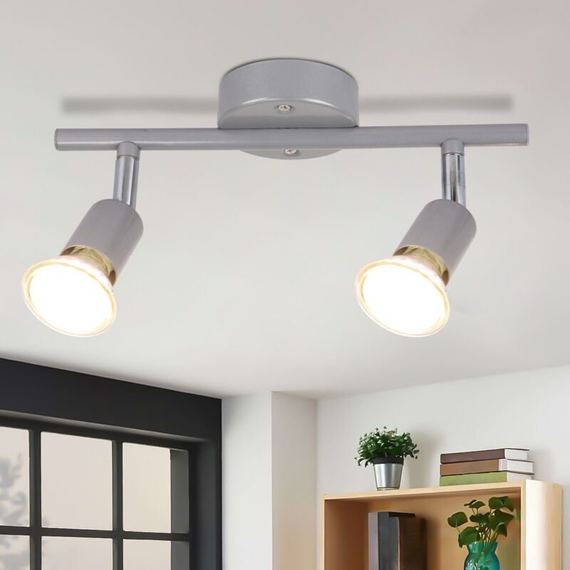 Gbly - led Deckenstrahler Schwenkbar GU10 Deckenleuchte Silber Deckenspots 2 Flammig Wandleuchten Bad Deckenlampe Küchen...