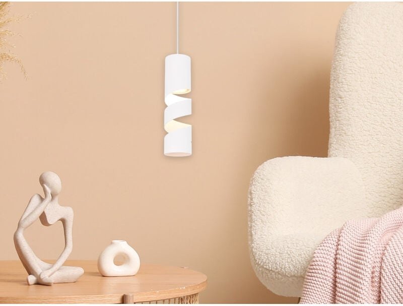 Meinewunschleuchte - Moderne kleine led Pendelleuchte 1-flammig aus Metall in Weiß, ø 12cm