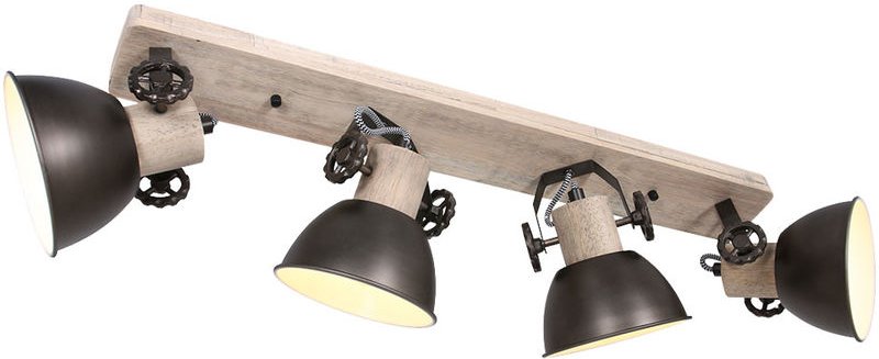 Steinhauer - vintage Decken Leuchte Spot Strahler Ess Zimmer Holz Licht-Schiene 2729A