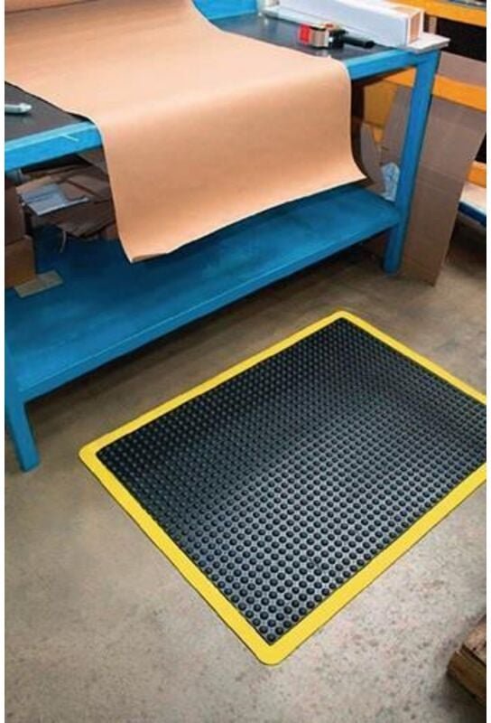 Coba Europe - Arbeitsplatzbodenbelag Fertigmatte L1200xB900xS14mm schwarz/gelb SBR-Gummi