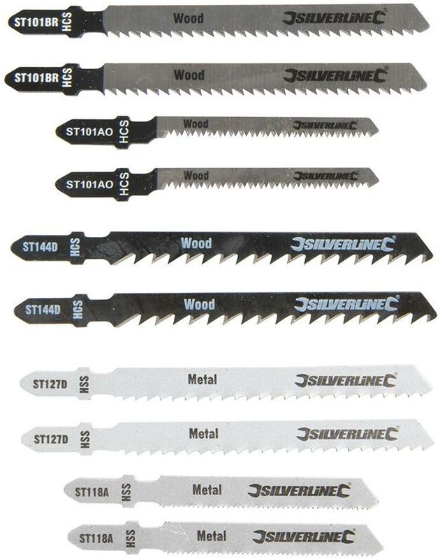 Stichsägeblätter, 10-tlg. Satz 10-tlg., für Holz u. Metall