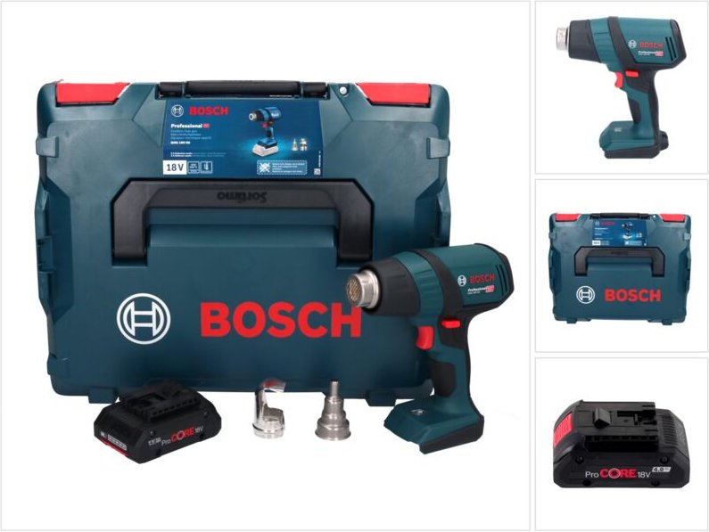 Bosch ghg 18V-50 Professional Akku Heissluftgebläse 18 v 300° c / 500° c + 1x ProCORE Akku 4,0 Ah + L-Boxx - ohne Ladege...