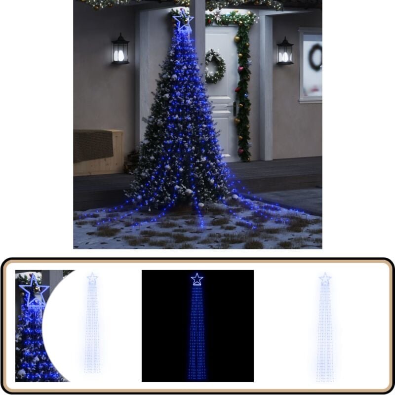 Weihnachtsbaum-Beleuchtung 320 LEDs Blau 375 cm - Weihnachtsbeleuchtung - LED-Lichtringe - Sternenhimmel - Outdoor-Dekor...