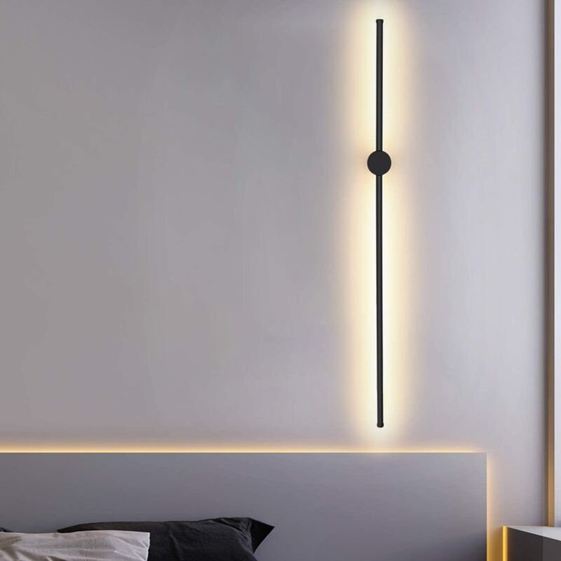 Thumbnail - Wandlampe led Wandleuchte Innen - Schwarz Flurlampe 100CM Lang Treppenhauslampe Modern Design 3000K Warmweiß Schwenkbar ...