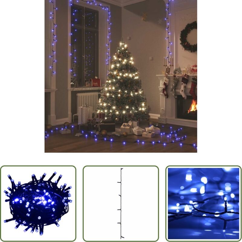 vidaXL Weihnachtsdekoration - LED-Lichterkette mit 300 LEDs Blau 30 m PVC