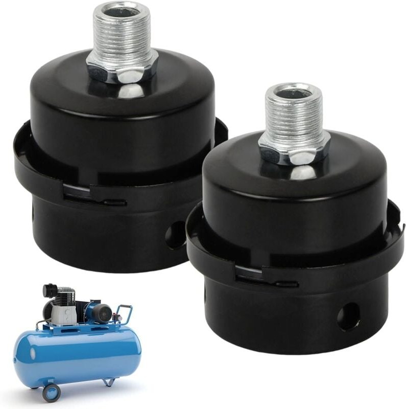 Thumbnail - Stück Luftkompressor-Filterschalldämpfer, 3/8 Zoll 16 mm schwarzer Metall-Luftkompressorfilter, Luftkompressor-Schalldäm...
