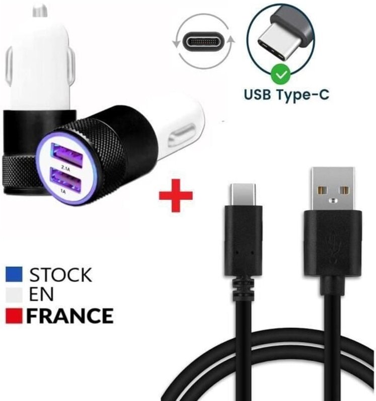 Ladegerät Auto - Cubot - A30 - Ultra-schnelles Ladegerät 2X - USB-C Kabel 1M - Schwarz