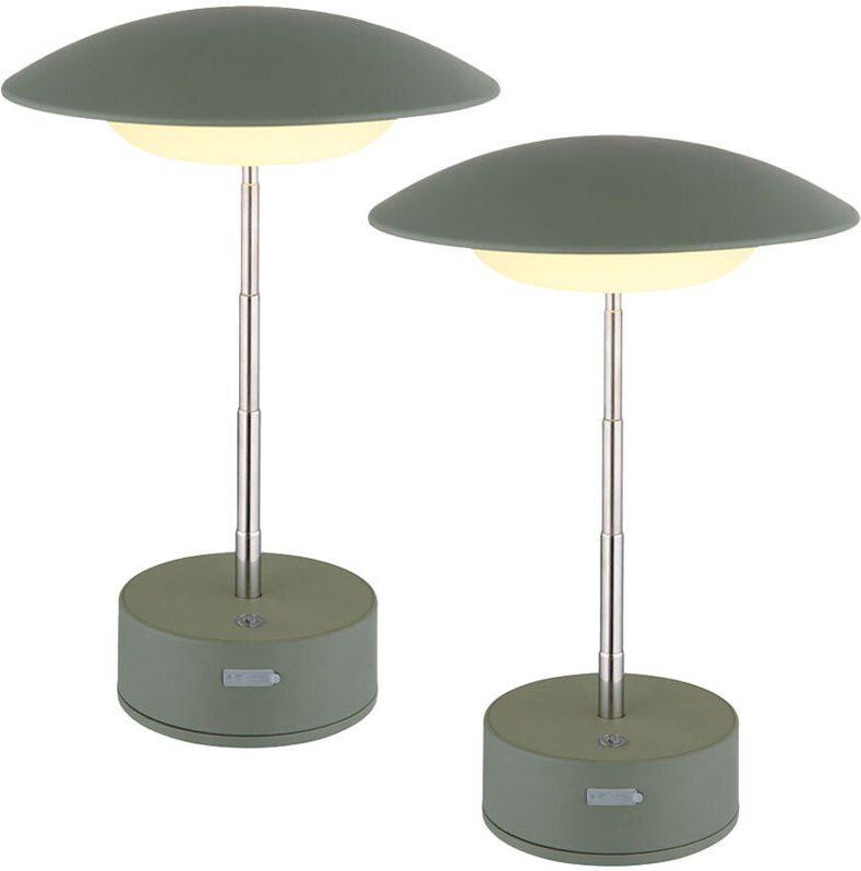 Globo Lighting - Tischleuchte Tischlampe Touchdimmer Akku höhenverstellbar Nachttischlampe grün led, 1W warmweiß, DxH 18...