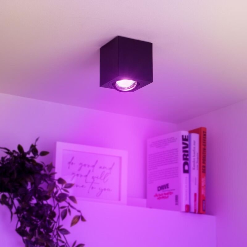 Eckiger Aufbaustrahler schwenkbar Deckenbeleuchtung - Farbe: schwarz - LED Leuchtmittel: GU10 5W RGB+CCT 230V dimmbar 60...