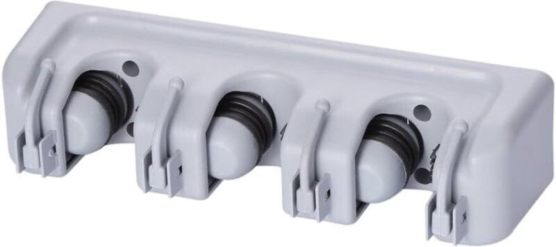 Multifunktionales Aufbewahrungsregal für Besen und Mopps mit Haken – drei Halterungen und vier Haken