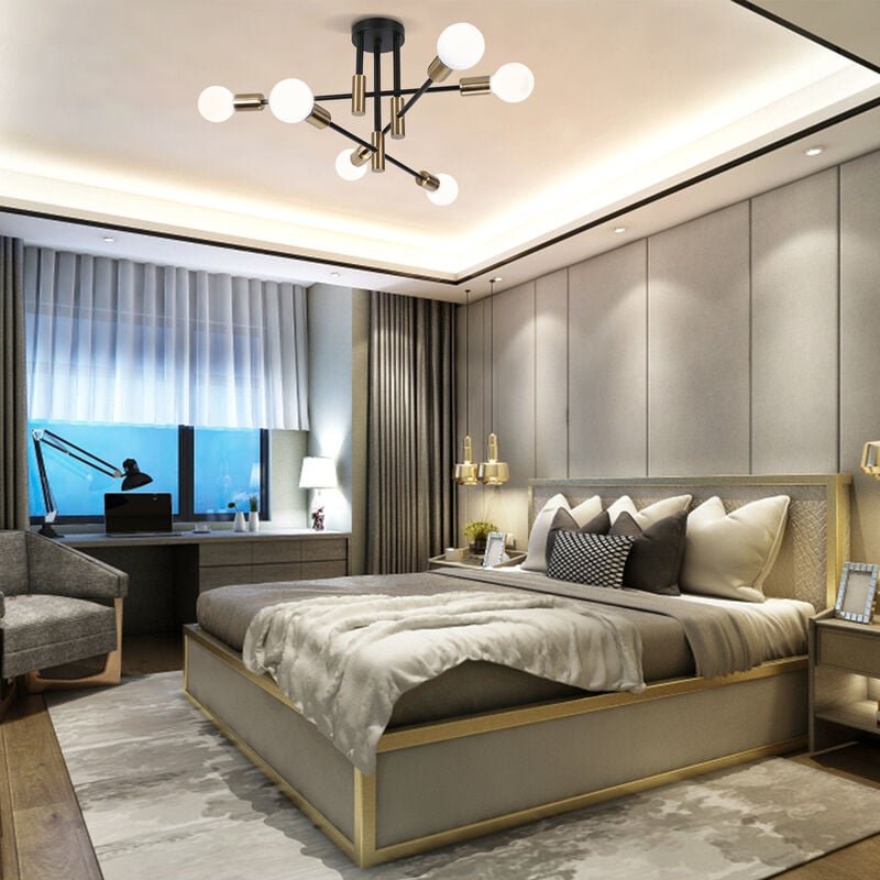 6 Lichter Deckenleuchte Moderne Industrielle für den Innenbereich, Leuchter aus Metall E27 Deckenlampe Kronleuchter für ...