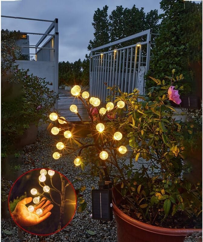 Kcvv - Solarleuchten Außen Garten Kristallkugel 20 led 2 Modi Gartendeko Winterfest Wasserdicht für Garten Outdoor Terra...