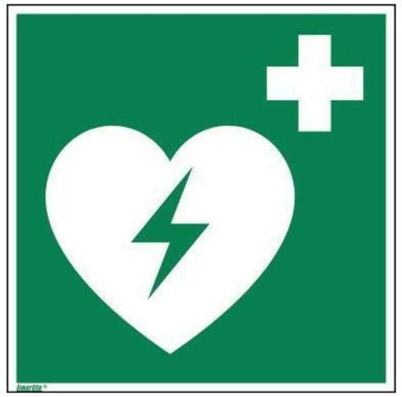 Hinweisschild 20 x 20 cm (b x h) E010 Defibrillator als Fahnenschild Hart-PVC