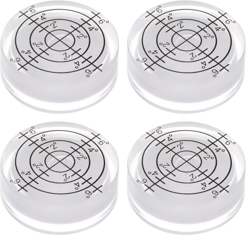 Sollbry - 4er-Pack runde Wasserwaagen 32 x 7 mm, Mini-Rundwasserwaagen, Gradmarkierung zum Nivellieren, Kamerastativ, Te...