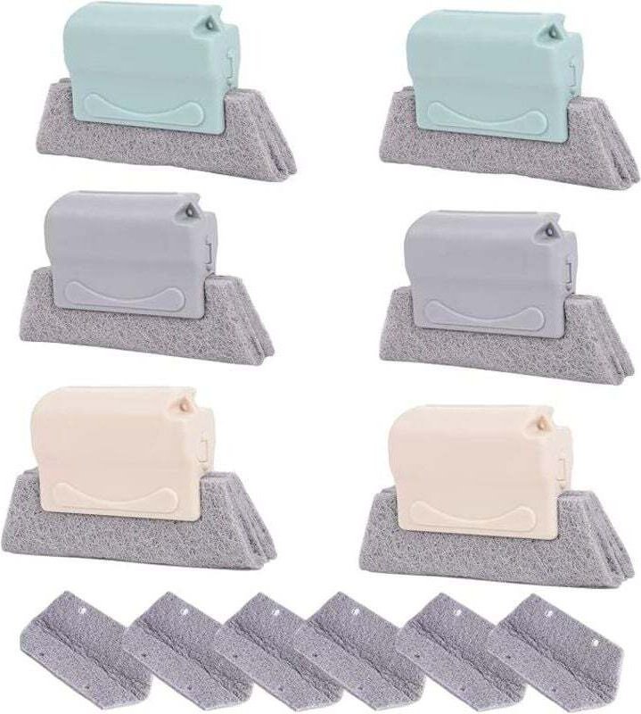 KZQ - Spazzola multifunzionale per fessure e finestre confezione da 6, con 6 panni di ricambio e 6 panni per la pulizia ...