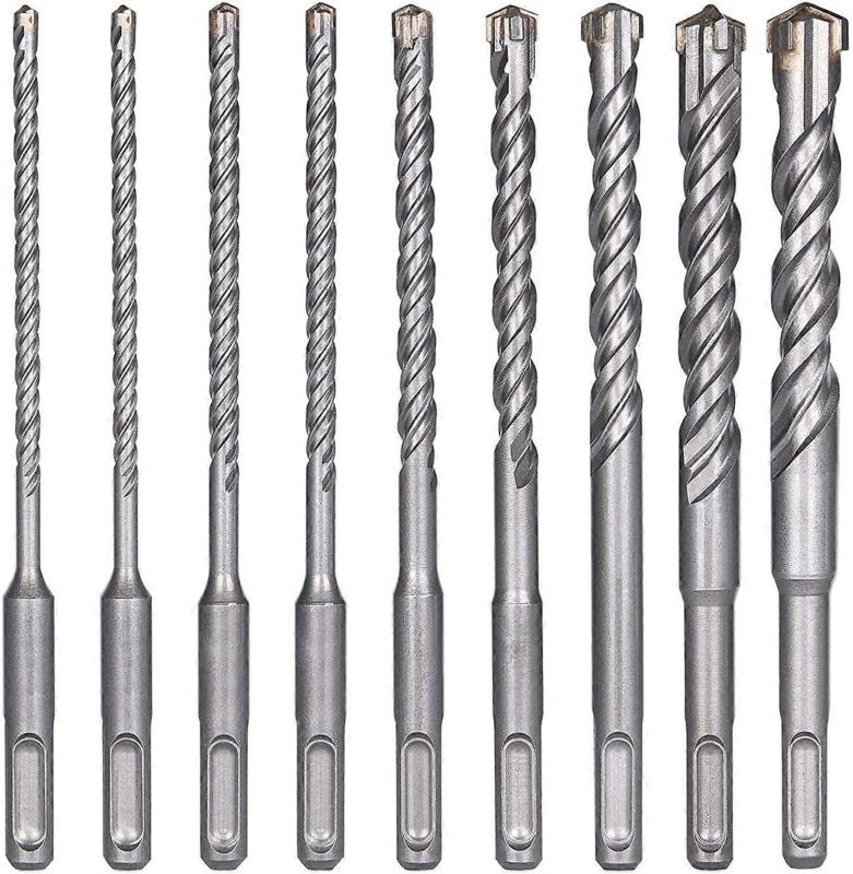 Tonchean - Betonbohrer, 9 Stück (5 mm 16 x 160 mm), SDS-Plus-Elektrobohrer für Schlagbohrmaschinen, Kreuzkopfbohrer für ...