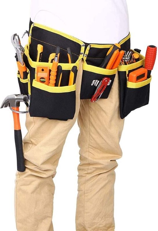 Thumbnail - Werkzeuggürtel mit 11 Taschen, wasserdichter Werkzeuggürtel aus Oxford-Stoff, mit verstellbaren Riemen, für Elektriker, ...