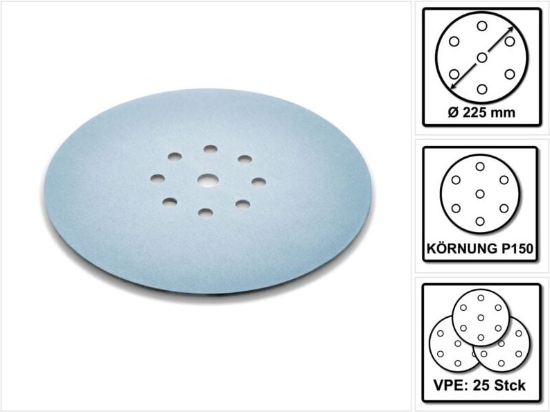 Festool Schleifscheiben STF D225 P150 GR S Granat Soft 25 Stk. ( 204224 )