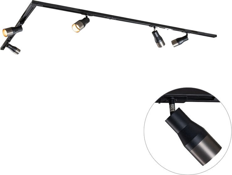 Modernes Schienensystem mit 5 Spots in Gunmetal - Iconic Kohua