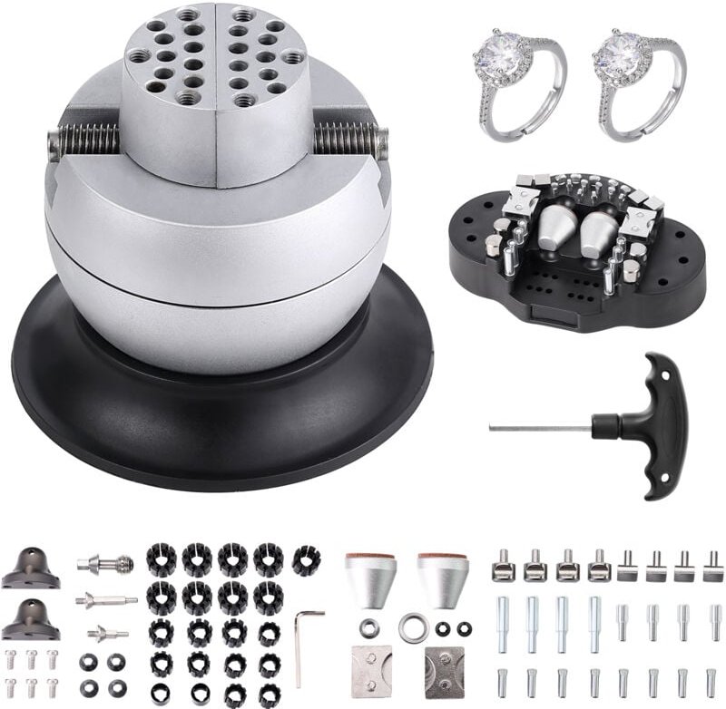 Thumbnail - Mophorn - Ball Vise: 3' Gravier-Einstellwerkzeug mit 360°-Drehung. 70 PCS-Aufsätze für Edelstein-Einlegearbeiten und Kle...