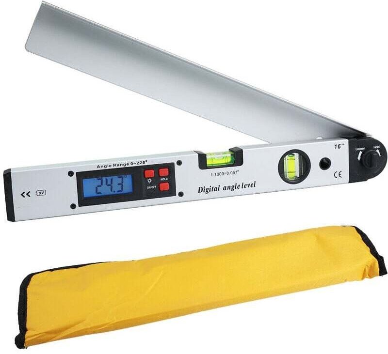 400 mm/16 Zoll 0–225 ° digitales Goniometer, digitales horizontales Winkellineal, LCD-Hintergrundbeleuchtung, horizontal...