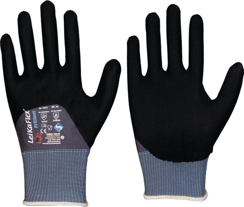 FP - leipold 1472-9 Handschuhe LeikaFlex® Brilliant Größe 9 grau/schwarz PSA-Kategori