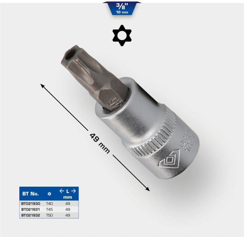 Brilliant Tools - 3/8' Torx-Bit-Stecknuss, mit Stirnlochbohrung, TB50