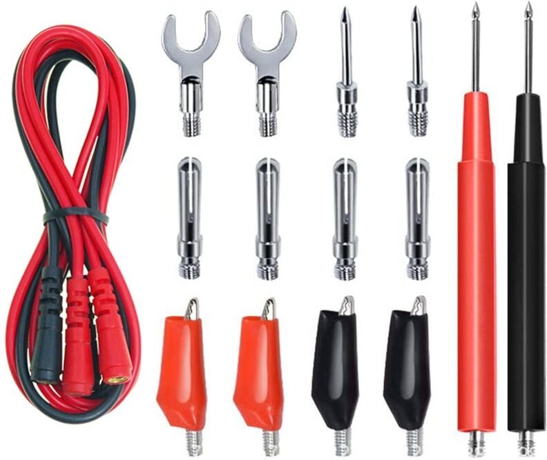 Premium 16-in-1 Multimeter-Messleitungssatz, auswechselbare Silikon-Überbrückungskabel mit elektronischen Krokodilklemme...