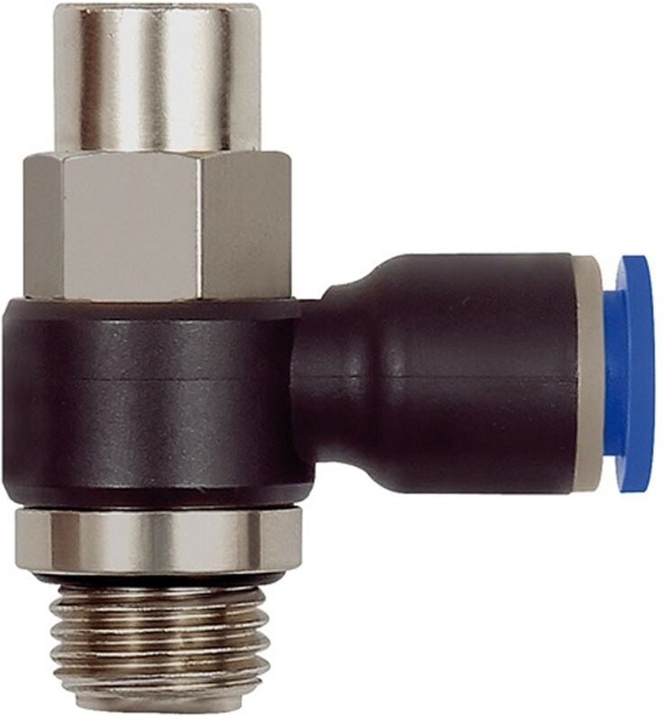 Drosselrückschlagventil »Blaue Serie« Abluftdros.G3/8 a. 10bar Ø8 - Riegler