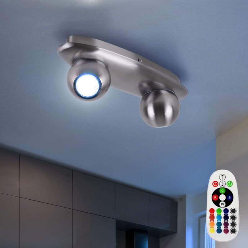 Decken Leuchte dimmbar Fernbedienung Wohnraum Kugel Spots dimmbar im Set inkl. RGB LED Leuchtmittel