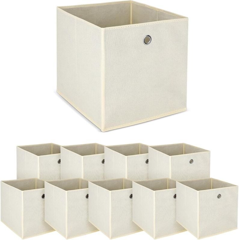 Trintion 10er Set Aufbewahrungsbox Faltbox Faltbare Stoff Faltkiste mit Fingerloch 32 x 32 x 32 cm für Kallax Regale ode...